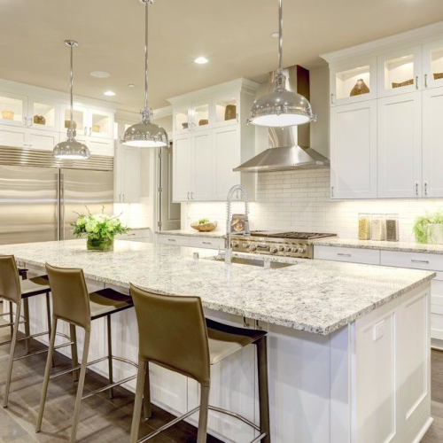 Large white contemporary kitchen